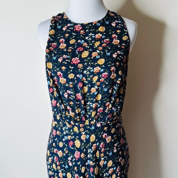 J. Crew Mercantile Navy Vintage Floral Ruched Waist Midi Dress - Picture 8 of 8